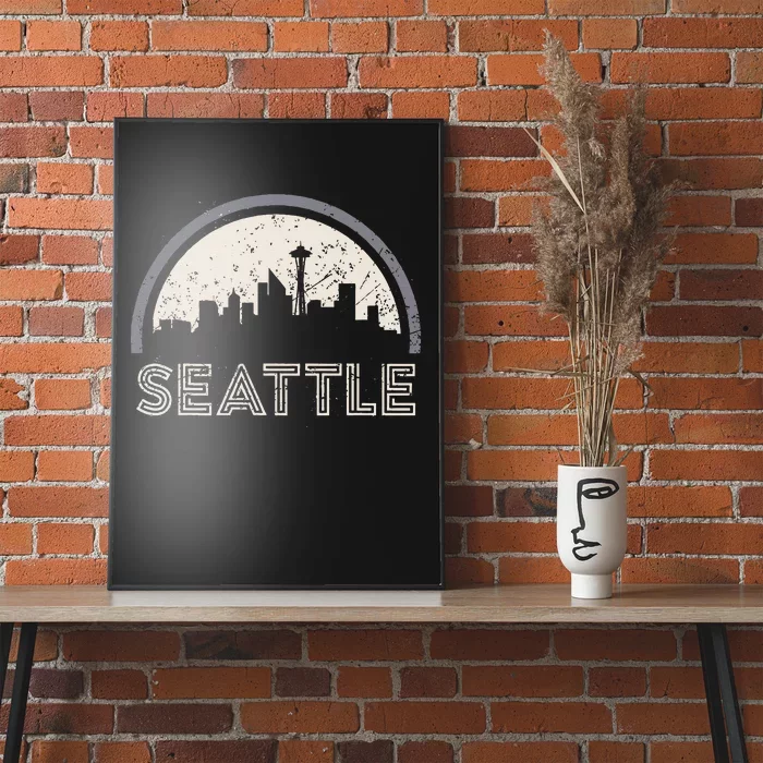 Grunge Seattle Skyline Distressed Look Design Poster