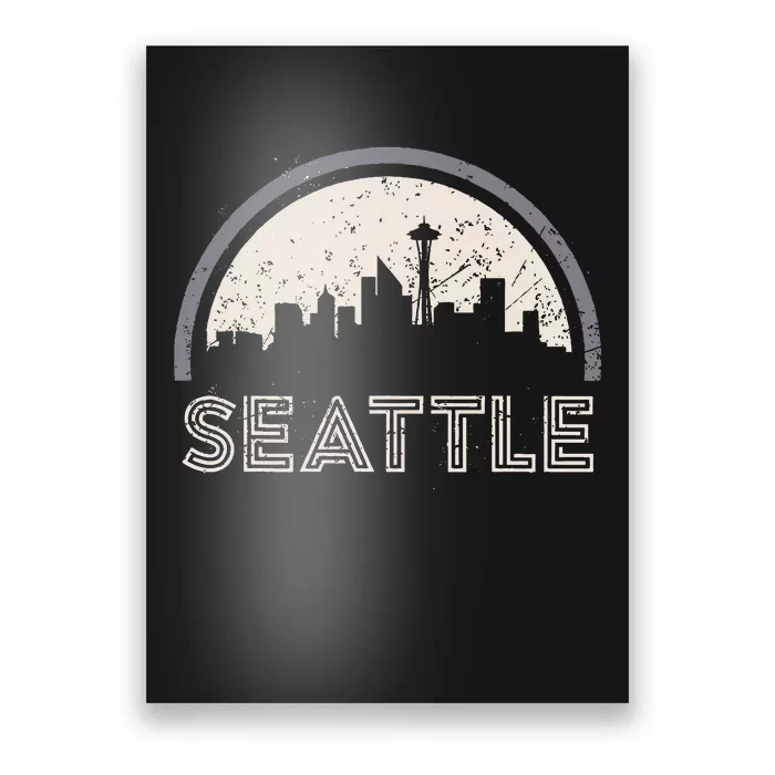 Grunge Seattle Skyline Distressed Look Design Poster