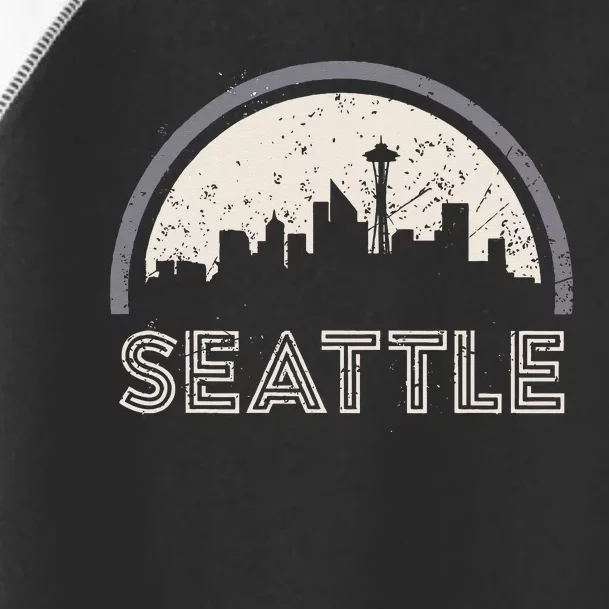 Grunge Seattle Skyline Distressed Look Design Toddler Fine Jersey T-Shirt