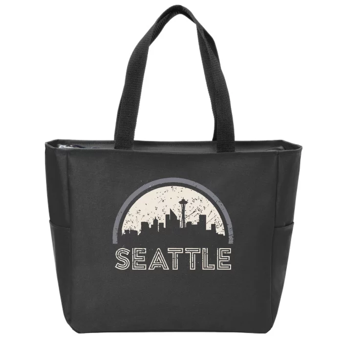 Grunge Seattle Skyline Distressed Look Design Zip Tote Bag