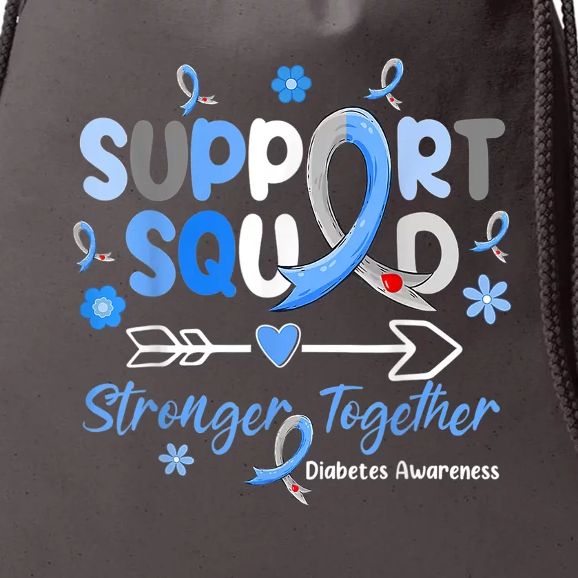 Groovy Support Squad Blue Ribbon Diabetes Awareness Drawstring Bag