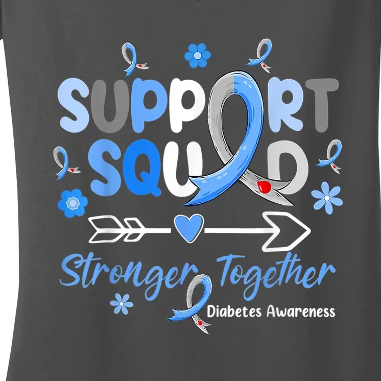 Groovy Support Squad Blue Ribbon Diabetes Awareness Women's V-Neck T-Shirt