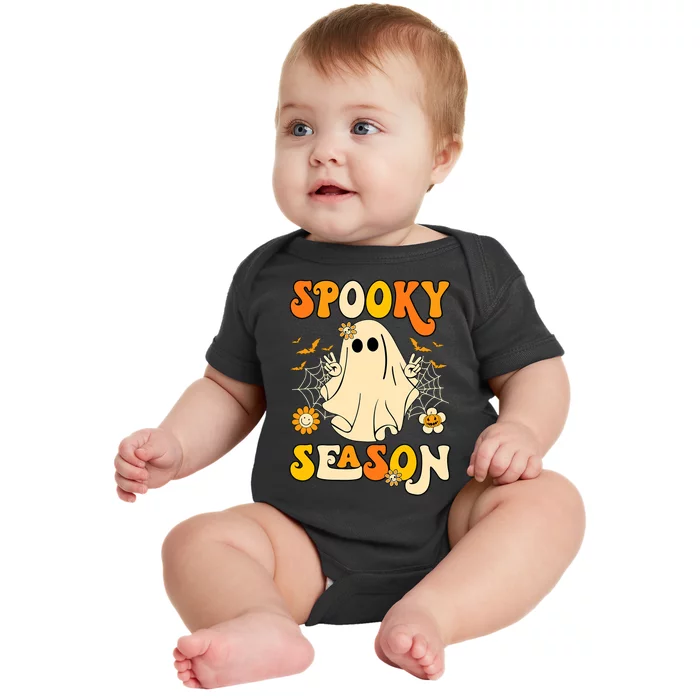 Ghost Spooky Season Funny Halloween Baby Bodysuit