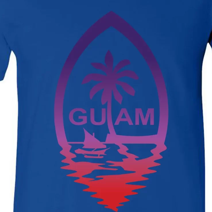 Guam Seal Shimmer Sunset Print Great Gift Cool Gift V-Neck T-Shirt