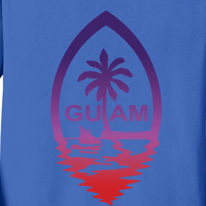 Guam Seal Shimmer Sunset Print Great Gift Cool Gift Kids Long Sleeve Shirt