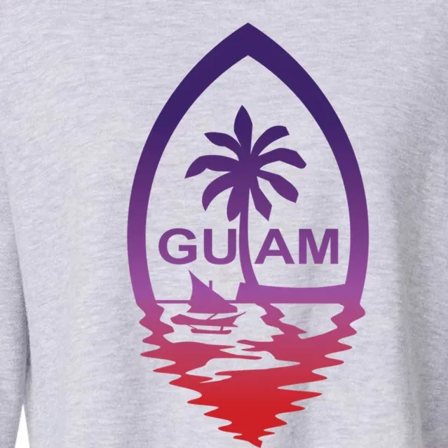 Guam Seal Shimmer Sunset Print Great Gift Cool Gift Cropped Pullover Crew