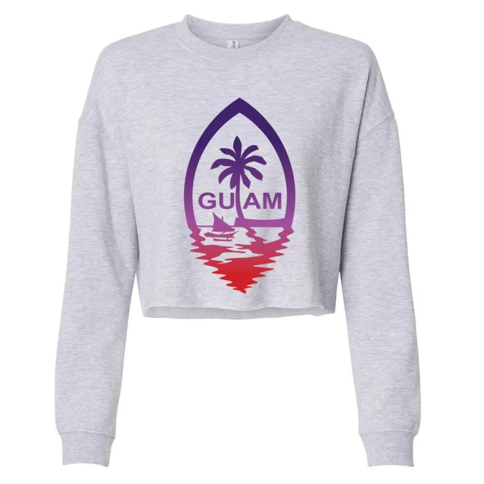 Guam Seal Shimmer Sunset Print Great Gift Cool Gift Cropped Pullover Crew