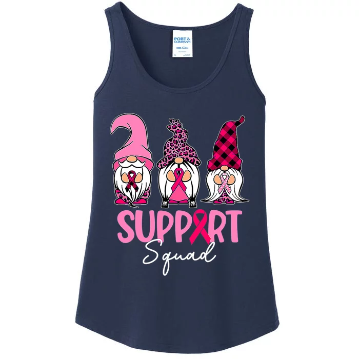 Gnomes Support Squad Breast Cancer Awareness Pink Ribbon Ladies Essential Tank