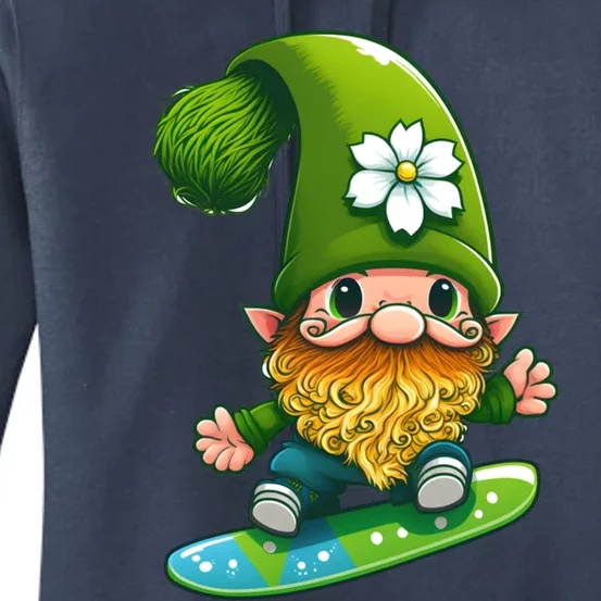 Gnome Surfing Skating St Patricks Day Cool Gift Women's Pullover Hoodie