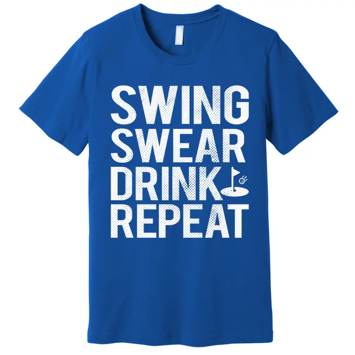 Golfer Swing Swear Repeat Funny Golf Gift Premium T-Shirt