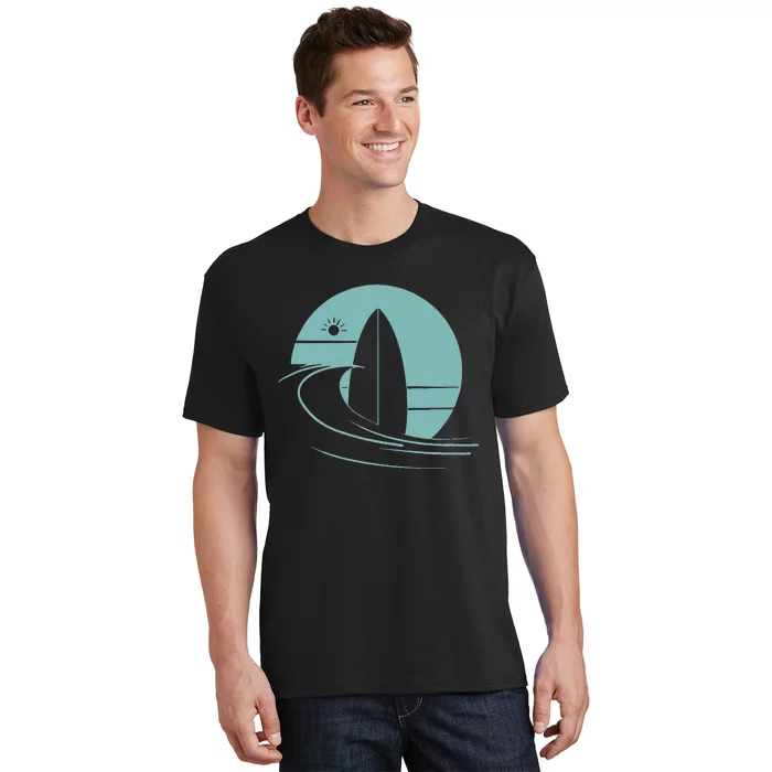 Graphic Sun Surf And Waves Design T-Shirt