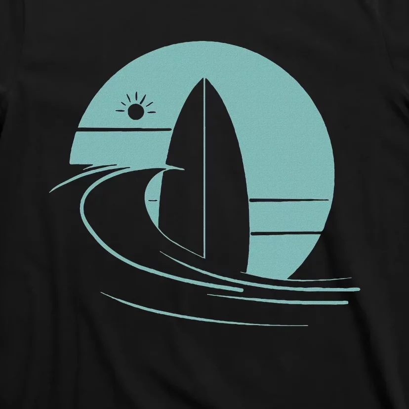 Graphic Sun Surf And Waves Design T-Shirt