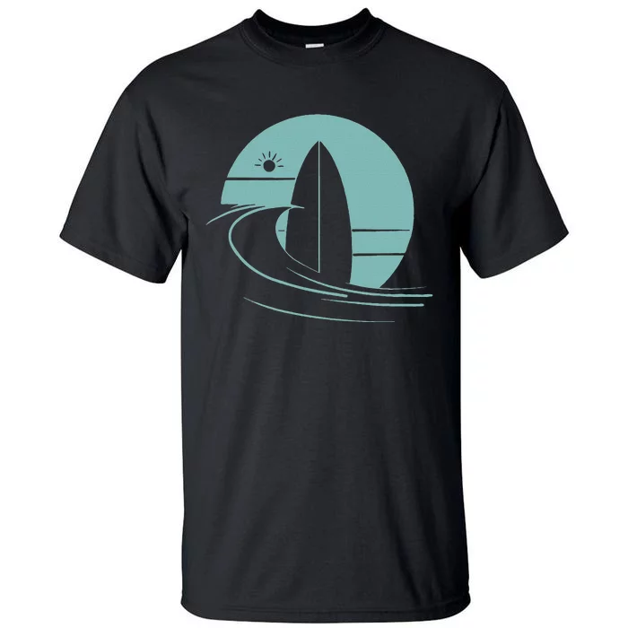 Graphic Sun Surf And Waves Design Tall T-Shirt