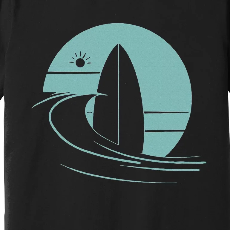 Graphic Sun Surf And Waves Design Premium T-Shirt