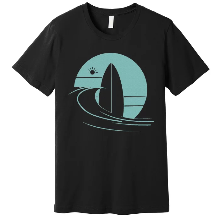 Graphic Sun Surf And Waves Design Premium T-Shirt