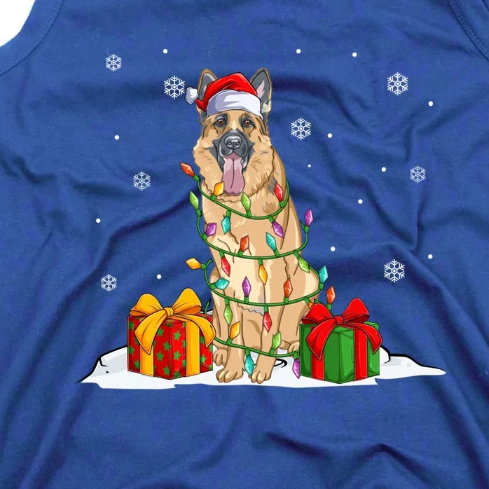 Ger Shepherd Santa Christmas Tree Lights Xmas Pajama Dogs Gift Tank Top