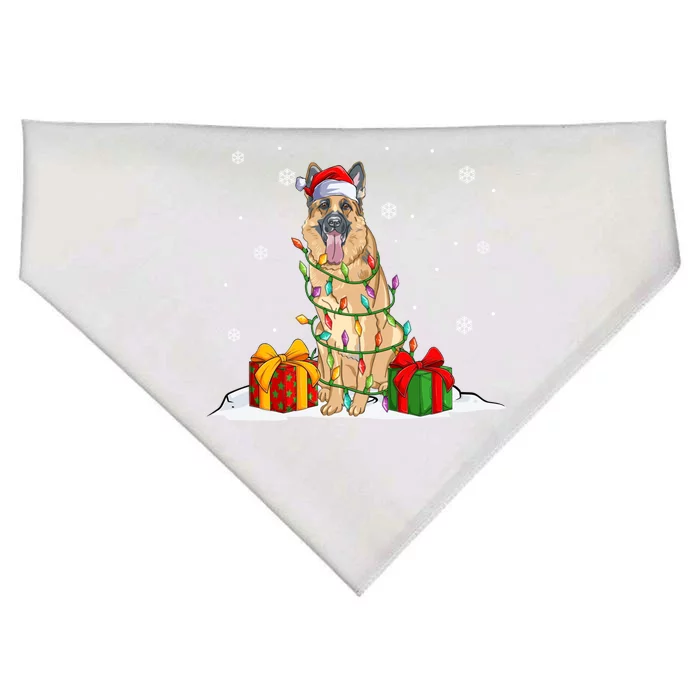 Ger Shepherd Santa Christmas Tree Lights Xmas Pajama Dogs Gift USA-Made Doggie Bandana