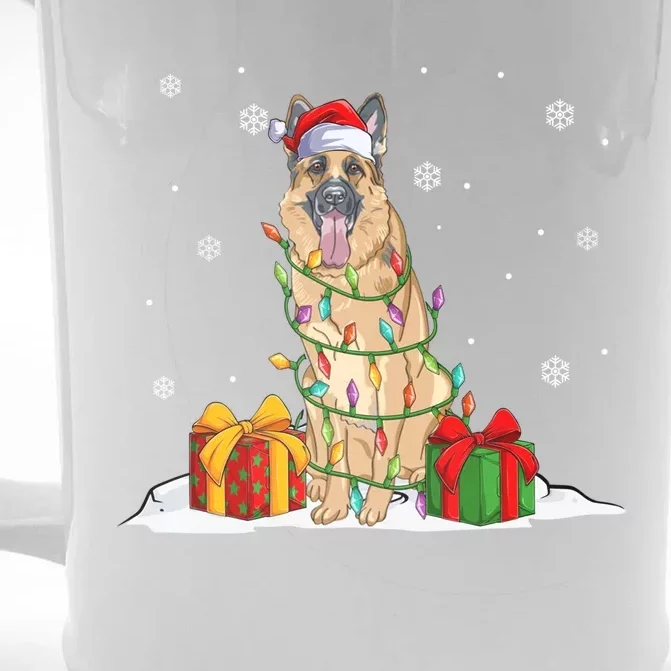 Ger Shepherd Santa Christmas Tree Lights Xmas Pajama Dogs Gift Front & Back Beer Stein