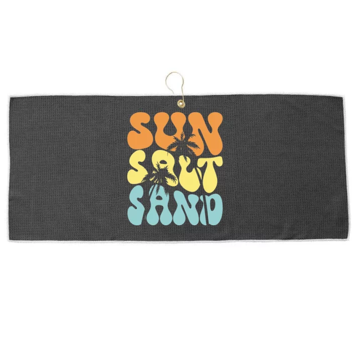 Groovy Sun Salt Sand Beach Summer Vacation Retro Palm Tree Large Microfiber Waffle Golf Towel