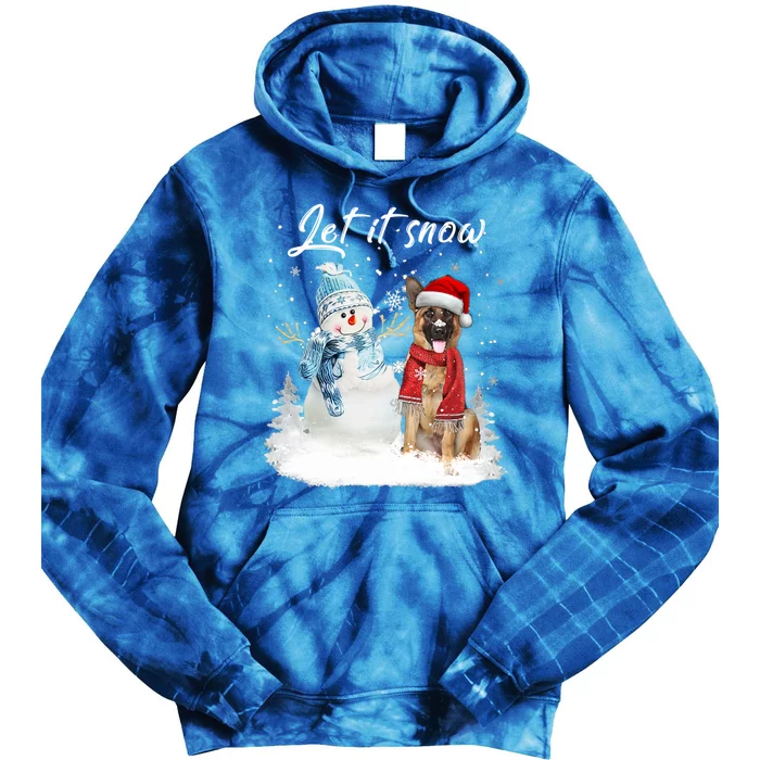 Ger Shepherd Santa Dog Christmas Snow Xmas Pajama Gift Tie Dye Hoodie