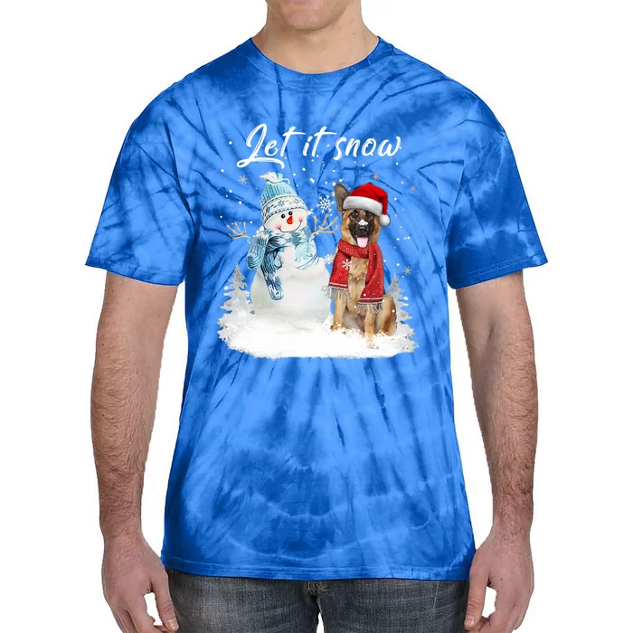 Ger Shepherd Santa Dog Christmas Snow Xmas Pajama Gift Tie-Dye T-Shirt