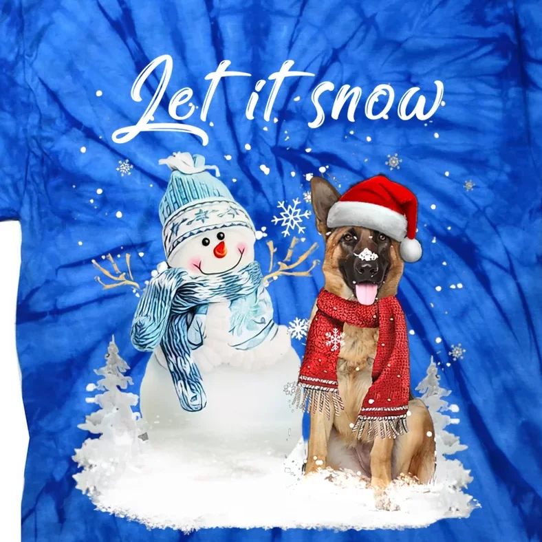 Ger Shepherd Santa Dog Christmas Snow Xmas Pajama Gift Tie-Dye T-Shirt