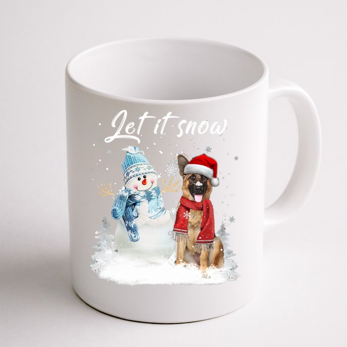 Ger Shepherd Santa Dog Christmas Snow Xmas Pajama Gift Front & Back Coffee Mug