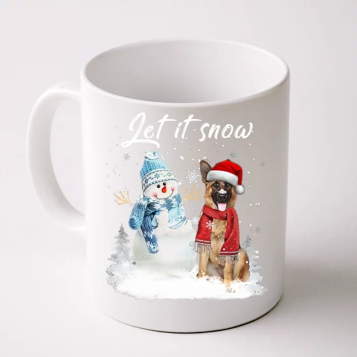 Ger Shepherd Santa Dog Christmas Snow Xmas Pajama Gift Front & Back Coffee Mug