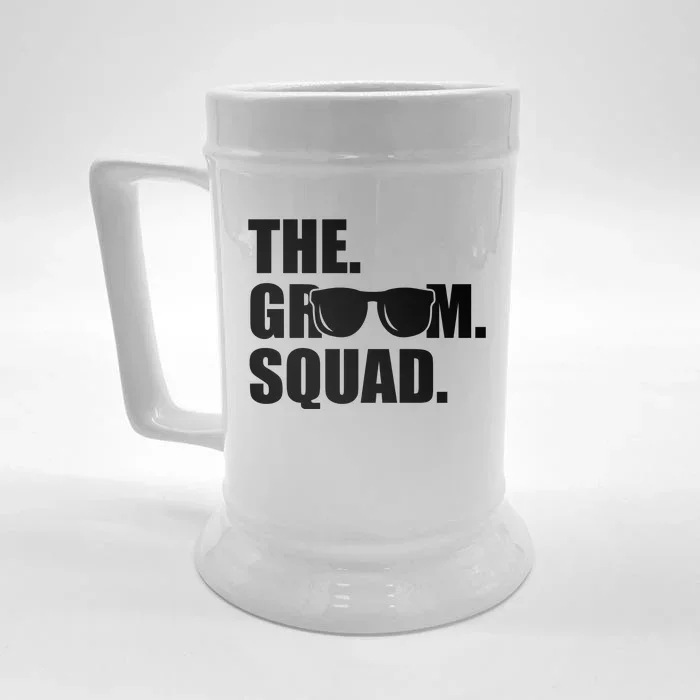 Groom Squad Sunglasses Bachelor Party Front & Back Beer Stein