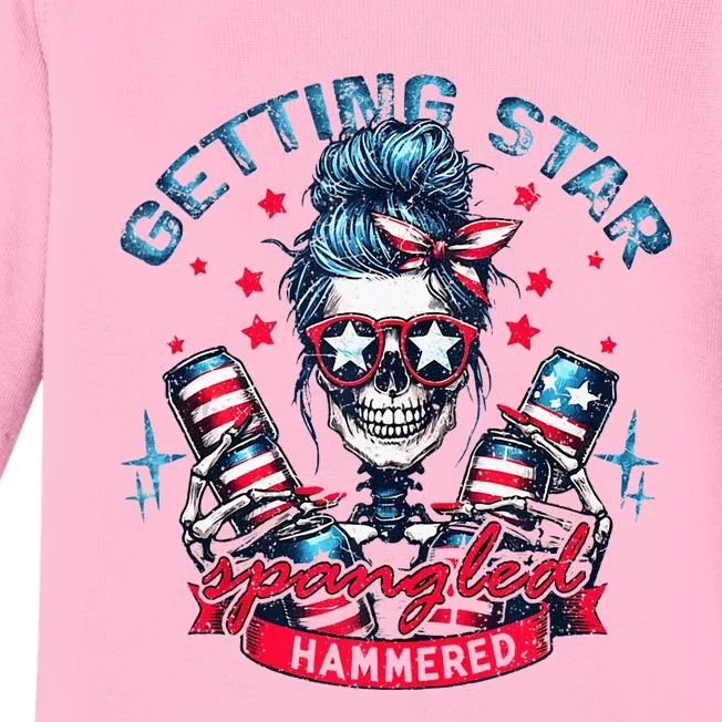 Getting Star Spangled Hammered Skeleton Baby Long Sleeve Bodysuit