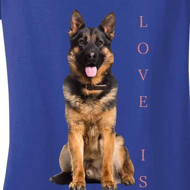 German Shepherd Shepard Dog Mom Dad Love Pet Puppy Women's V-Neck T-Shirt