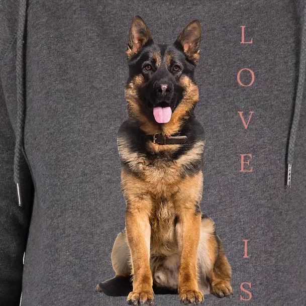 German Shepherd Shepard Dog Mom Dad Love Pet Puppy Womens Funnel Neck Pullover Hood