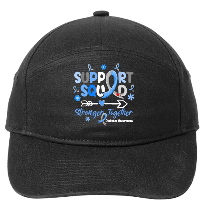 Groovy Support Squad Blue Ribbon Diabetes Awareness 7-Panel Snapback Hat