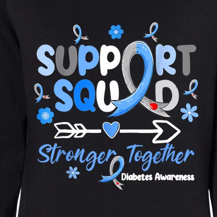 Groovy Support Squad Blue Ribbon Diabetes Awareness Womens California Wash Sweatshirt