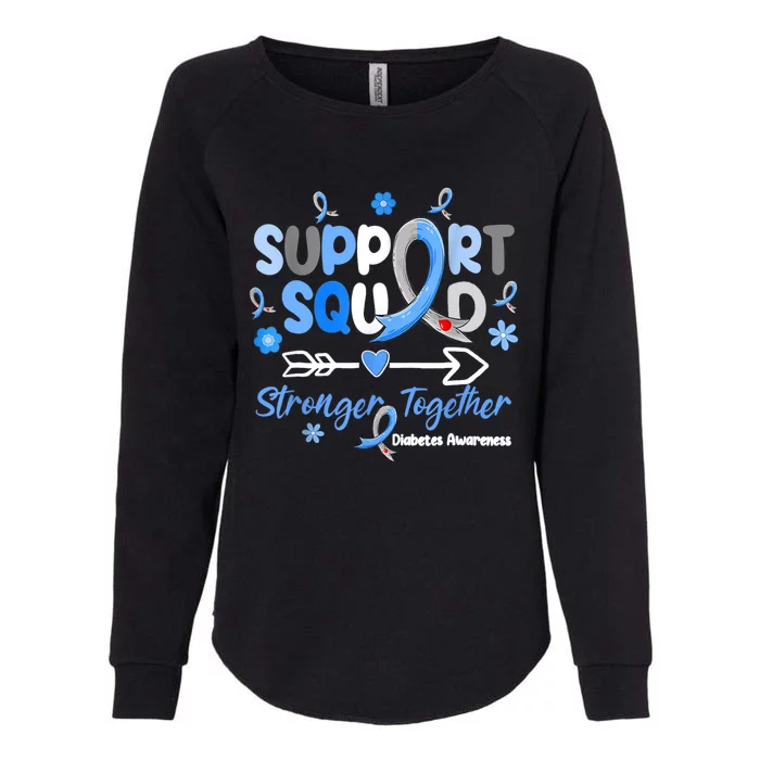 Groovy Support Squad Blue Ribbon Diabetes Awareness Womens California Wash Sweatshirt