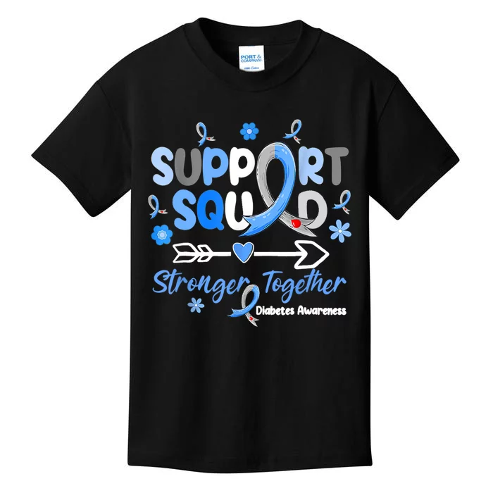 Groovy Support Squad Blue Ribbon Diabetes Awareness Kids T-Shirt