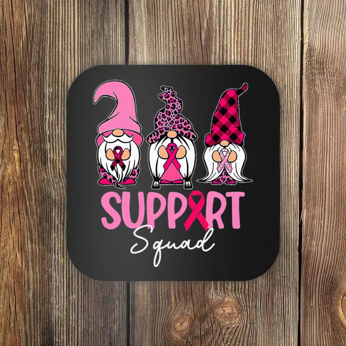 Gnomes Support Squad Breast Cancer Awareness Pink Ribbon Coaster