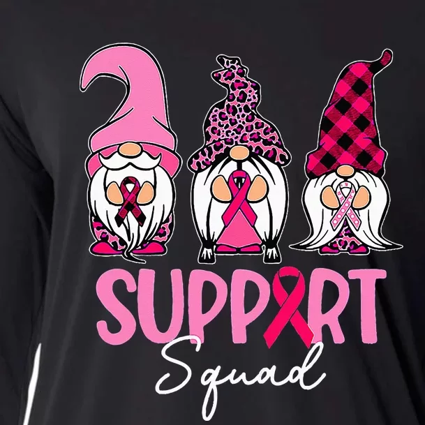 Gnomes Support Squad Breast Cancer Awareness Pink Ribbon Cooling Performance Long Sleeve Crew