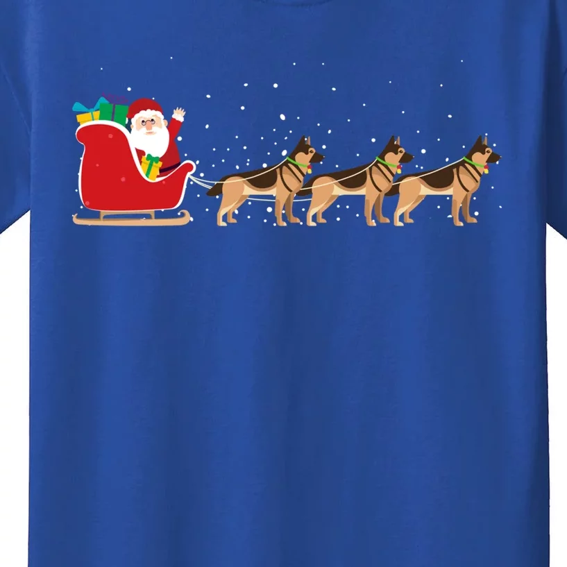 Ger Sheperd Santa Christmas Sleigh Ger Sheperd Xmas Gift Kids T-Shirt