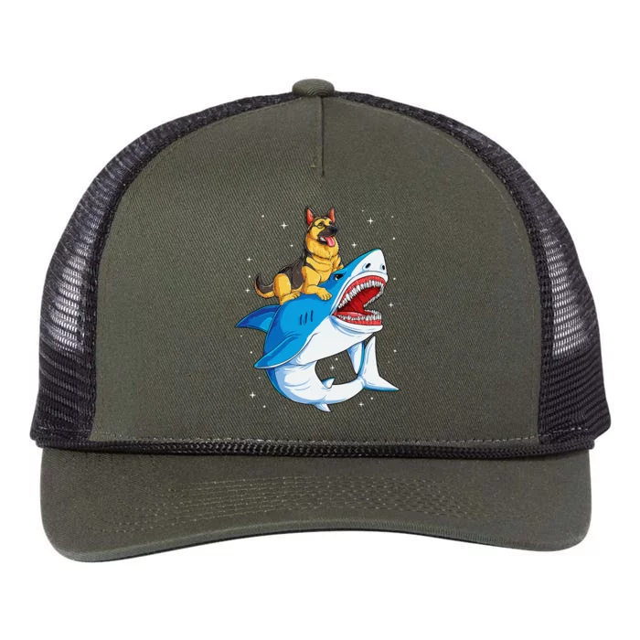 German Shepherd Shark Space Galaxy Jawsome Retro Rope Trucker Hat Cap