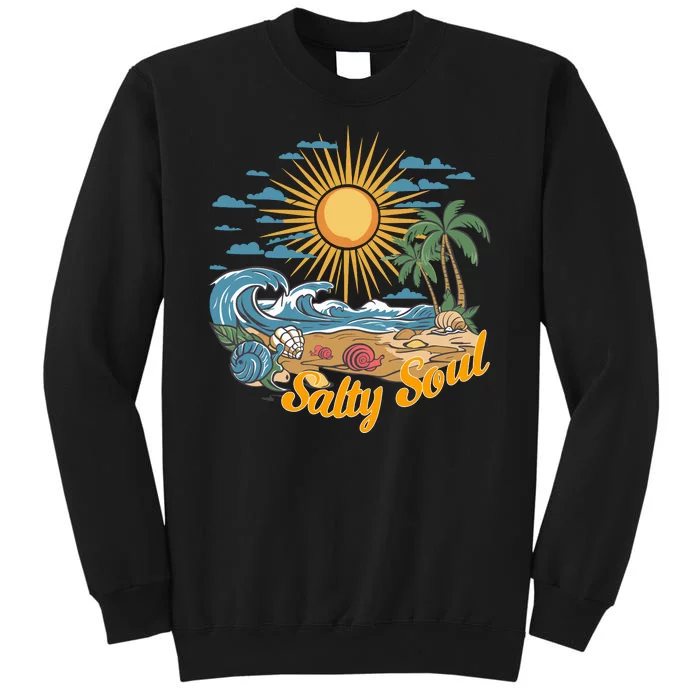 Groovy Salty Soul Summer Vacation Beach Vacay Tall Sweatshirt