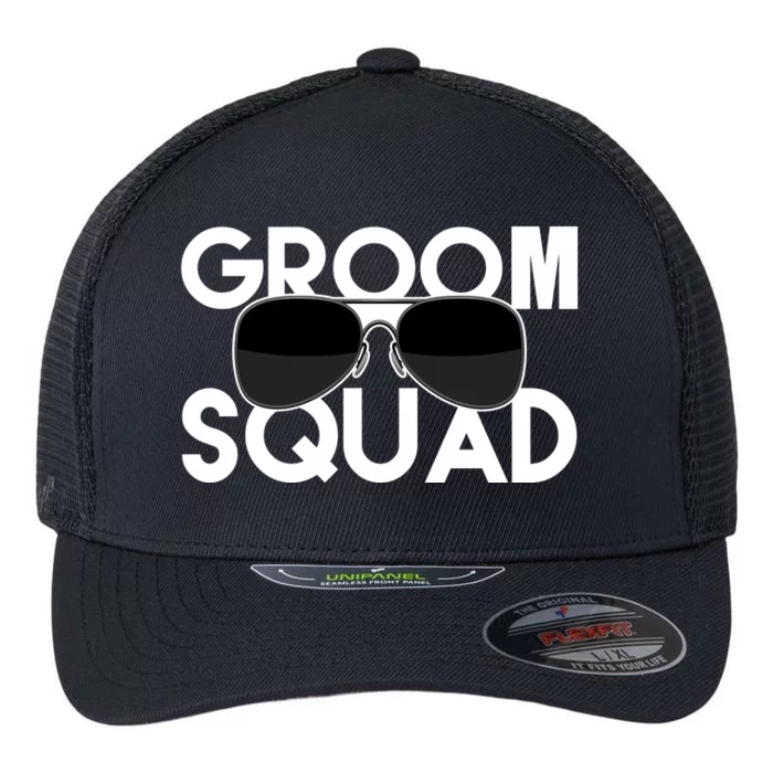 Groom Squad Sunglasses Bachelor Party Funny Flexfit Unipanel Trucker Cap