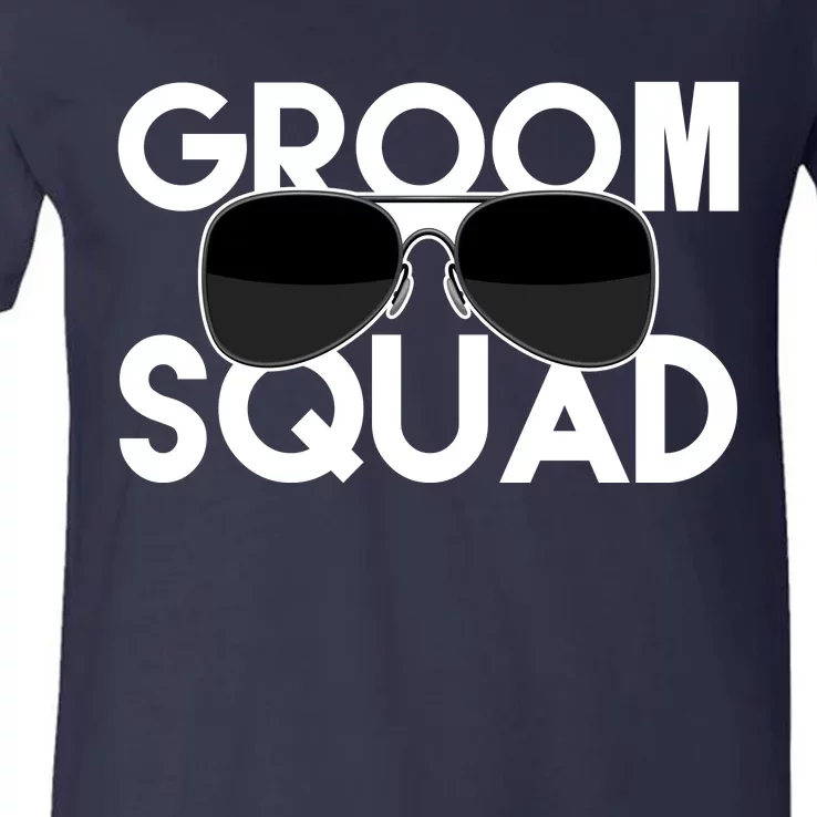 Groom Squad Sunglasses Bachelor Party Funny V-Neck T-Shirt