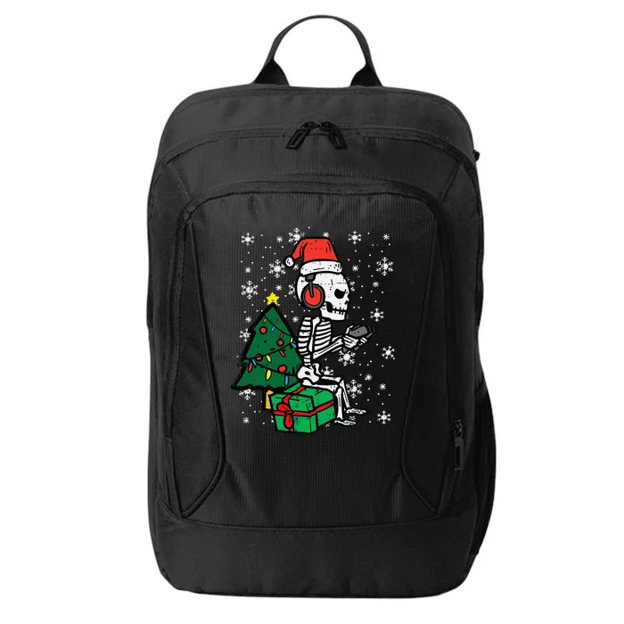 Gamer Skeleton Santa Christmas Gaming City Backpack