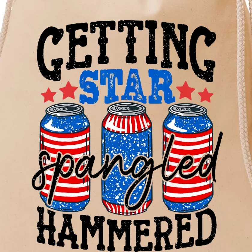 Getting Star Spangled Hammered Funny 4th Of July Patriotic Drawstring Bag