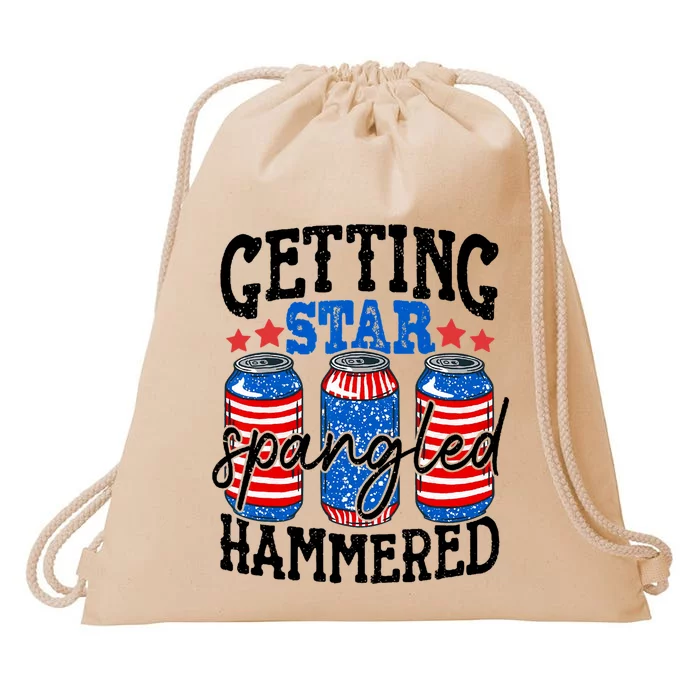 Getting Star Spangled Hammered Funny 4th Of July Patriotic Drawstring Bag