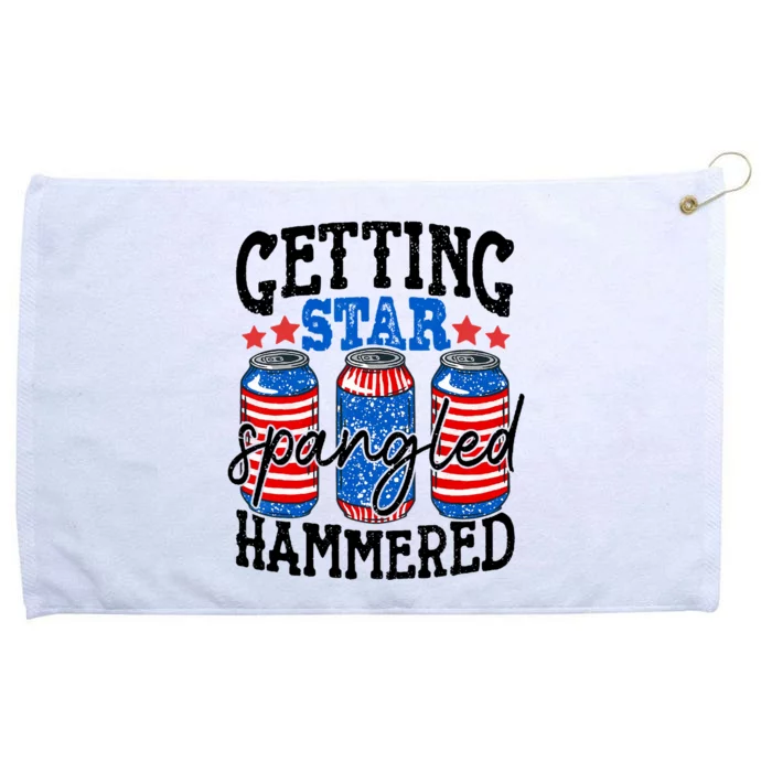 Getting Star Spangled Hammered Funny 4th Of July Patriotic Grommeted Golf Towel