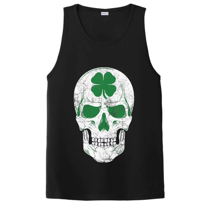 Green Shamrock Skull Irish Ireland ST PATRICKS DAY Gift Performance Tank