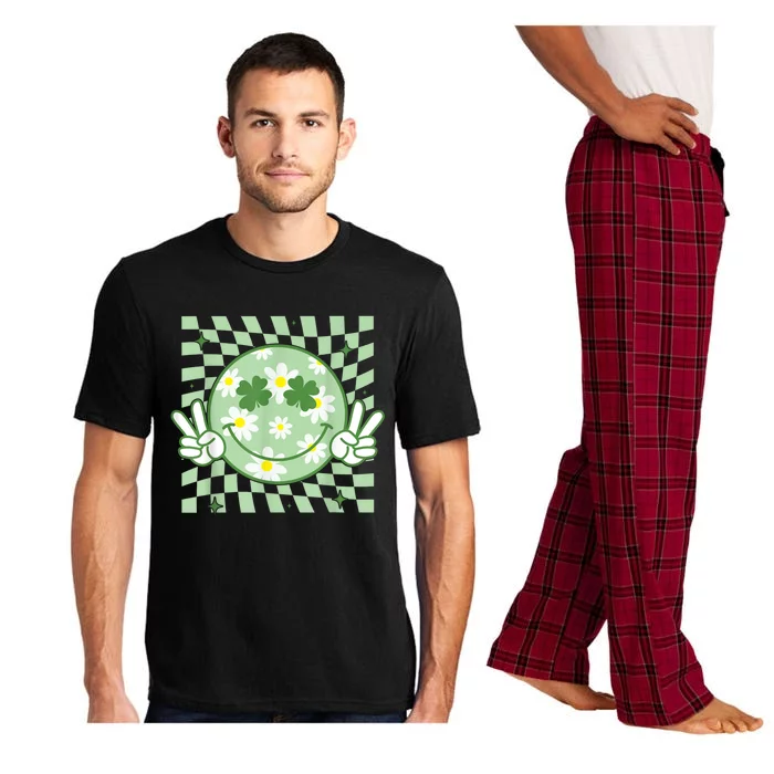 Groovy Shamrock Smile Face St Patricks Day Pajama Set