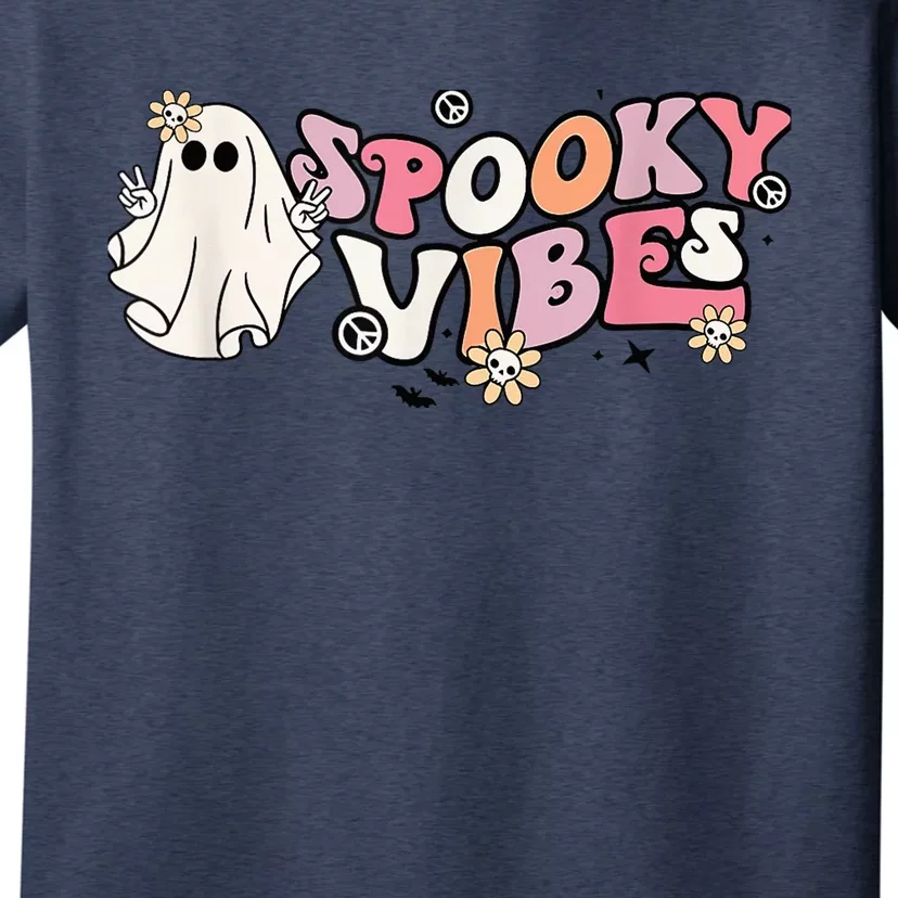 Groovy Stay Spooky Vibes Floral Boo Hippie Halloween 2 Sided T-Shirt